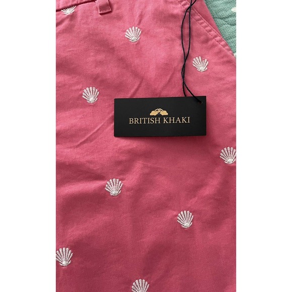 British Khaki Skirt Womens 10 Pink Mini Beach Shell Travel Pockets Stretch - Picture 3 of 4